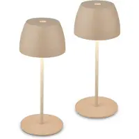 Briloner - Set van 2 mini Tafellampen - oplaadbar buitenlampen - IP44 - warm wit licht 2.700 K - dimbaar - met USB-C - beige - 8 x 20 cm