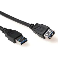 ACT SB3041, 1 meter, USB A, USB A, mannelijk/vrouwelijk, zwart