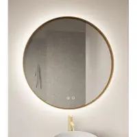 Gliss Design Athena ronde spiegel mat goud 120cm met verlichting en verwarming
