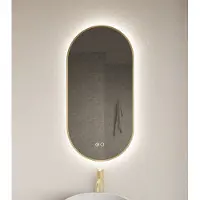 Gliss Design Aura ovale spiegel 40x100cm met LED-verlichting en verwarming goud