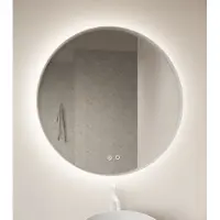 Gliss Design Athena ronde spiegel mat wit 100cm met verlichting en verwarming
