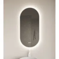Gliss Design Aura ovale spiegel 50x100cm met LED-verlichting en verwarming wit mat