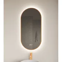 Gliss Design Aura ovale spiegel 50x100cm met LED-verlichting en verwarming koper