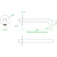 Ivy Aia Algemeen Baduitloop 23cm 1/2" aansluiting, inkortbaar Geborsteld nickel PVD