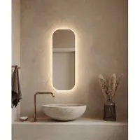 HiPP Toiletspiegel design spv rechthoek 30x80 cm met afgeronde hoeken met verlichting