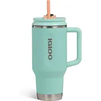 Igloo - Flip ‘n’ Sip - Drinkbeker met rietje - groen - 0,946L - Thermosfles - RVS - Drinkbeker voor School