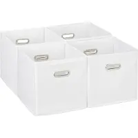 Relaxdays kastmand - set van 4 - opvouwbaar - 30x30x30 cm - 2 handgrepen - speelgoed - wit