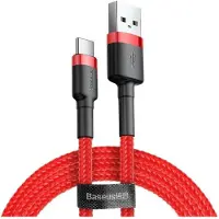 Baseus Duurzame, flexibele USB-C QC3.0-kabel 2A 2M rood
