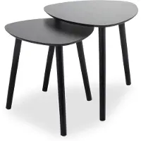 H&S Bijzettafeltjes - set 2x stuks Ancona - zwart - D40 x H41 cm/D45 x H45 cm - dennenhout - koffie tafels