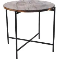 Koopmans Bijzettafel Rond – Acaciahout & Metaal – Ø45 cm – Industrieel Design