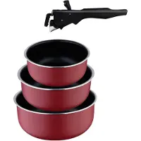 Bergner Click&Cook Edition pannenset, 3-delig, 16, 18 en 20 cm + afneembaar handvat | Gepreest en anti-aanbaklaag aluminium | Geschikt voor alle soorten fornuizen en ovens