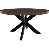 Lizzely Garden & Living Eettafel rond mangohout 150cm Jones walnoot bruin ronde industriële tafel duurzaam mango eetkamertafel