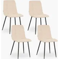 DOK 2 4x Eetkamerstoel Lune - Zand Boucle - Set van 4 - Creme