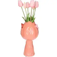 Countryfield Vaas Tulip but w/bird aardew L18B18H32CM d.roze