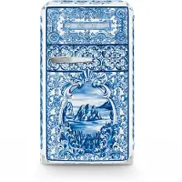 Smeg Koelkast Retro Vrijstaande ijskast Koelkast, Jaren 50, Blu Mediterraneo, Enkeldeurs, Vrijstaand , Positie scharnier: Rechts, Gedecoreerd/ Speciaal, Blu Mediterraneo, & Dolce&Gabbana