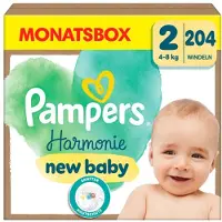 Pampers Luiers Harmonie maat 2 Mini, 4kg - 8kg, Maandbox (1x204 luiers)