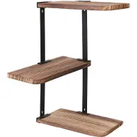 UNHO Rustieke Hoek Muurplank - 3 Tiers Muur Opgezet Drijvend Rek - Display Opbergmeubel - voor Slaapkamer Badkamer Keuken