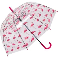 Clayre & Eef Paraplu Volwassenen Ø 90 cm Transparant Kunststof Flamingo