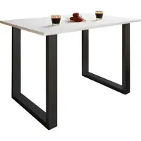 VCM Houten tafel | H. 76 x B. 140 x T. 50 cm | Hoogwaardige en solide voetsteun | IJzeren voeten | Keukentafel - Xona U