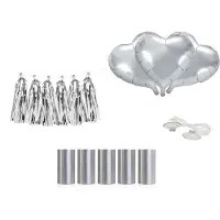 Sans marque Trouwauto decoratiepakket - zilver & blikjes - bruiloft