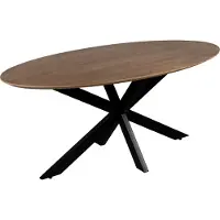 QUVIO Eettafel Sofia - Ovaal - 180x90 cm - Stalen kruispoot - FSC gecertificeerd mangohout - Bruin