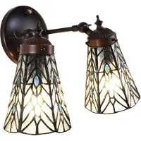 Clayre & Eef Wandlamp tiffany 30x23x23 cm glas metaal rond muurlamp