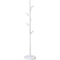 QUVIO Staande kapstok hout - 175 cm hoog - 8 ophanghaken - Wit