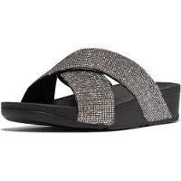 FitFlop Women Lulu Cross Slide Glitterball Silver-Schoenmaat 37