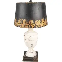 Clayre & Eef Tafel lamp, diameter 36 cm, hoogte 65 cm, beige, zwart, hout