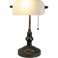 Clayre & Eef Bureaulamp, Bankerslamp, Ø 27x40 cm, wit, bruin, metaal