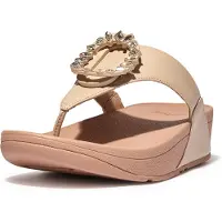 FitFlop Women Lulu Crystal-Circlet Leather Toe-Post Stone Beige-Schoenmaat 42