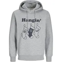 Jack & Jones Sweatshirt 'JJXMas' lichtgrijs / zwart