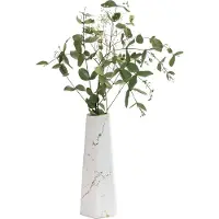 QUVIO Vaas - Keramiek - Wit met goud marble look - 11 x 29 cm