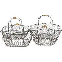 Clayre & Eef Mand ijzer hout rechthoek mand