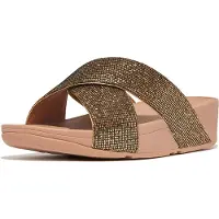 FitFlop Women Lulu Cross Slide Glitterball Old Gold-Schoenmaat 36