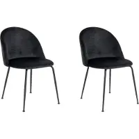QUVIO Eetkamerstoel Lowen - Fluweel - Staal - Zwart - Set van 2