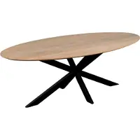 QUVIO Eettafel Sofia - Ovaal - 160x90 cm - Stalen kruispoot - FSC gecertificeerd mangohout - Naturel
