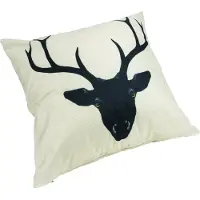 QUVIO Sierkussen met rendier - Gevuld - 45 x 45 cm - Zwart en Beige