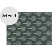 Krumble Placemat met boom patroon 30 x 40 cm katoen - set van 4