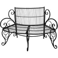 Clayre & Eef tuinbank, 134x54x92 cm, zwart, metaal