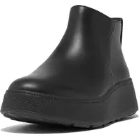 FitFlop Women F-Mode Leather Flatform Zip Ankle Boots All Black-Schoenmaat 42