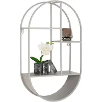 Nest of Nora Wandplank ovaal staal 35x15x60 cm - Grijs