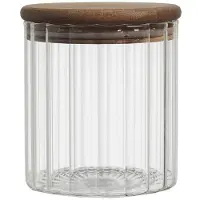Casa Di Elturo Glazen voorraadpot met acaciahouten deksel lines 50 cl luchtdicht