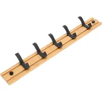 QUVIO Kapstok - Verstelbare hangers - Bamboe en staal - 1,5 x 50 x 6 cm