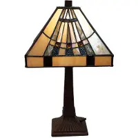 LumiLamp Tiffany tafellamp, 23x23x38 cm, beige glas