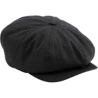 Beechfield 5 Paneel Newsboy Cap (Zwart)