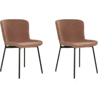QUVIO Eetkamerstoel Lucy - Bouclé - Staal - Roestbruin - Set van 2