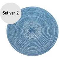 Krumble Placemat rond blauw/ set van 2