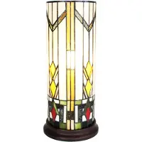 Clayre & Eef Tiffany tafellamp Ø 18x40 cm geel glas rond tiffany bureaulamp