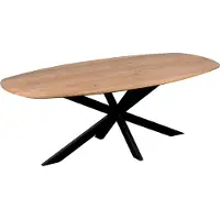 QUVIO Eettafel Sofia – Deens ovaal – 220x110 cm – Stalen kruispoot – FSC-gecertificeerd mangohout – Naturel